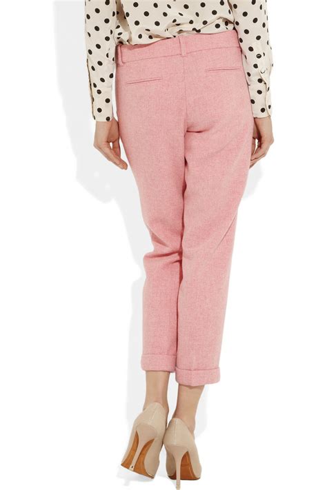 Lyst Jcrew Café Herringbone Wool Capri Pants In Pink