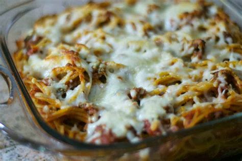 This new take on spaghetti is baked with fresh mozzarella, canned tomatoes, and aromatic basil for a crispy casserole main dish. Baked Spaghetti - 365 Days of Baking