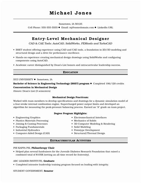 19 Entry Level Mechanical Engineering Resume That You Can Imitate