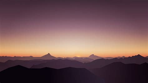 5k Sunset Minimal Mountains Silent Hd Wallpaper Wallpaperbetter