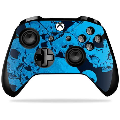 Skin Decal Wrap For Microsoft Xbox One X Controller Blue Skulls