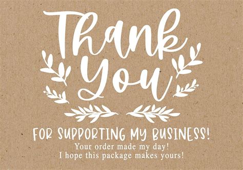 25 White Kraft Thank You Cards For Small Business We Appreciate You