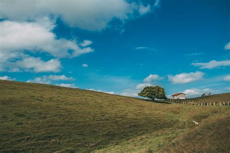 Countryside Field Grass Grassland Hill House Landscape Nature