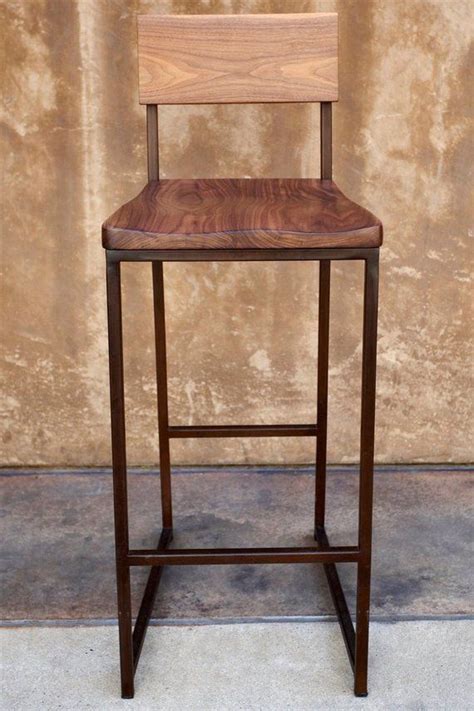 Lancaster table & seating spartan series bar height metal ladder back chair with walnut wood grain finish and black vinyl seat. Height 13-40in, 33-99cm and wood bar stool | Wood bar ...