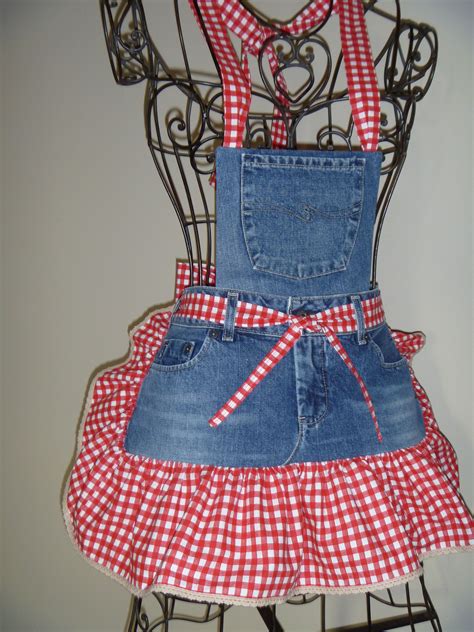 Pin By Becky Seng On Aprons Denim Apron Girl Apron Upcycle Clothes