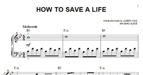How To Save A Life Easy Piano Print Sheet Music Now