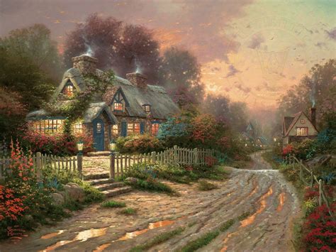 Serenity canvas wall art print, 24x30x1.25 Teacup Cottage | The Thomas Kinkade Company