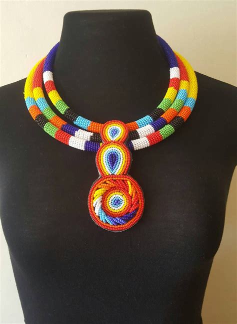 African Beaded Necklace Multistrand Bead Necklacemasai Bead Etsy