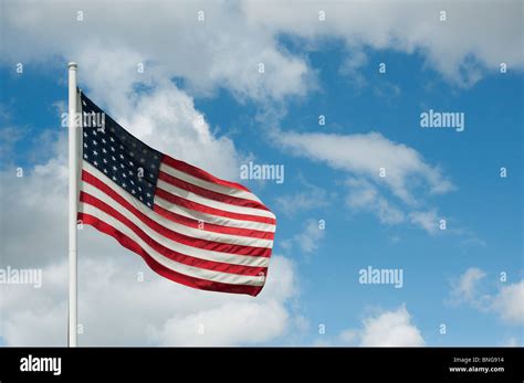 United States Of America Flag Blowing In Wind Hi Res Stock Photography