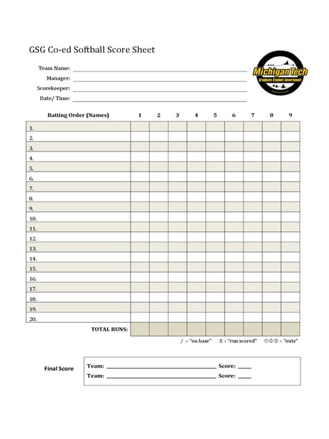 Earning a spot on a competitive softball team as a result, if you are asked to play catch with a partner during a tryout, always use your best form laying out during softball tryouts, most coaches like to separate the players who hustle from the. 2021 Softball Score Sheet - Fillable, Printable PDF & Forms | Handypdf