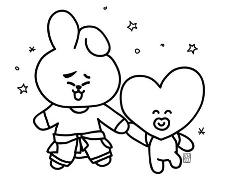 Cooky And Tata Bt21 Coloring Page In 2022 Coloring Pages Free Porn Sex Picture