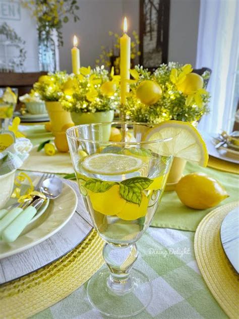 Dining Delight Mothers Day Lemon Themed Tablescape Yellow Dinner