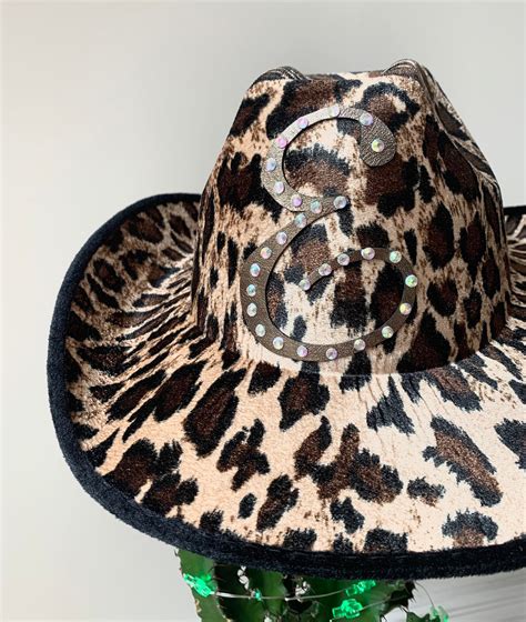 Cowgirl Hat Leopard Print Cowboy Hat Personalised Cowboy Etsy