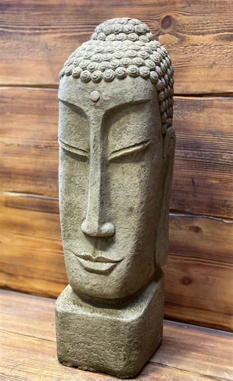 Stone Garden Extra Large Buddha Head Statue Detailed Ornament Etsy