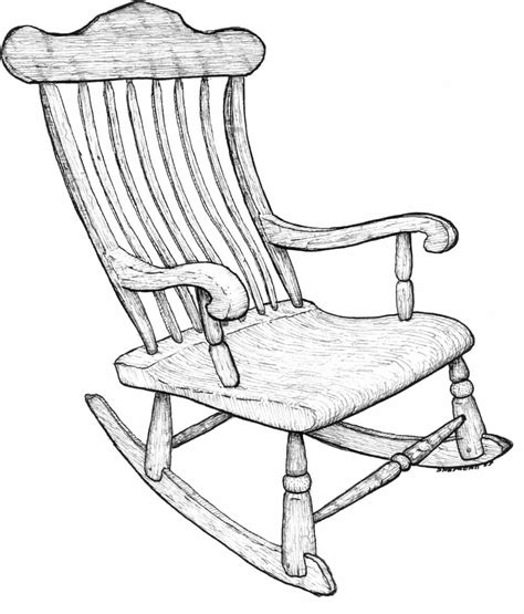 White Rocking Chair Drawing Kanariyareon