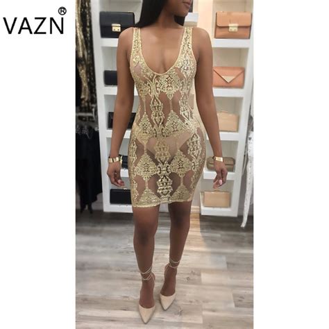 Buy Vazn 2018 Sexy Lace See Through Women Short Dress