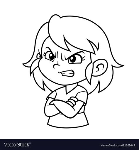 Angry Girl Expression Bw Royalty Free Vector Image