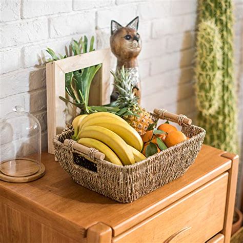 Storageworks Hand Woven Large Storage Baskets With Wooden Handles