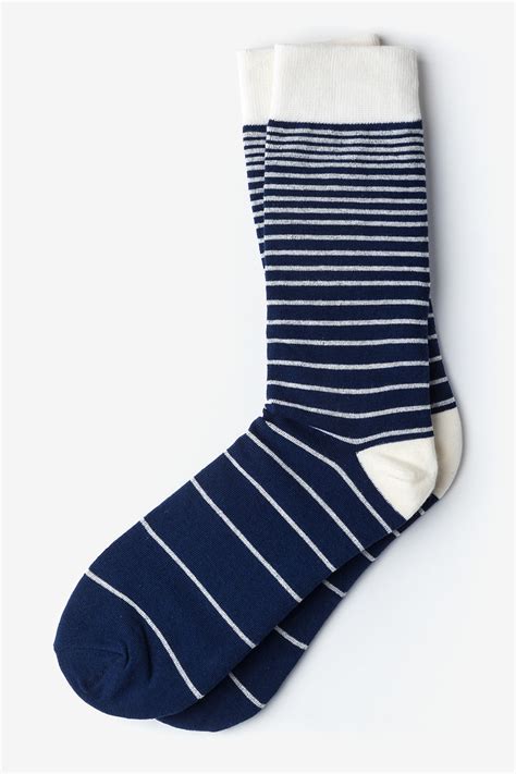 Navy Blue Carded Cotton Villa Park Stripe Sock