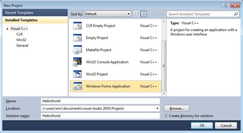 I created a new extension with yo code. C-exercise: Create HelloWorld Windows Form Application, using Visual C++ 2010 Express