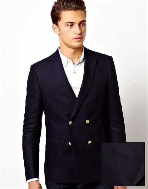 Asos Slim Fit Double Breasted Blazer With Gold Buttons 117 Asos