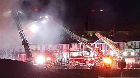 Emergency Crews At Scene Of Motel 6 Fire