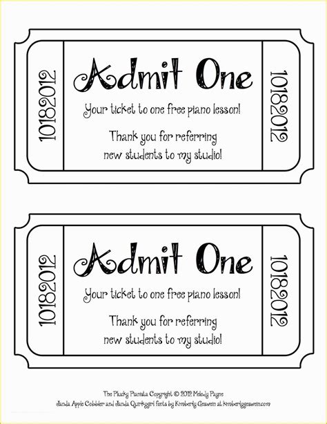 Free Printable Raffle Ticket Template Download Of Free Ticket Template