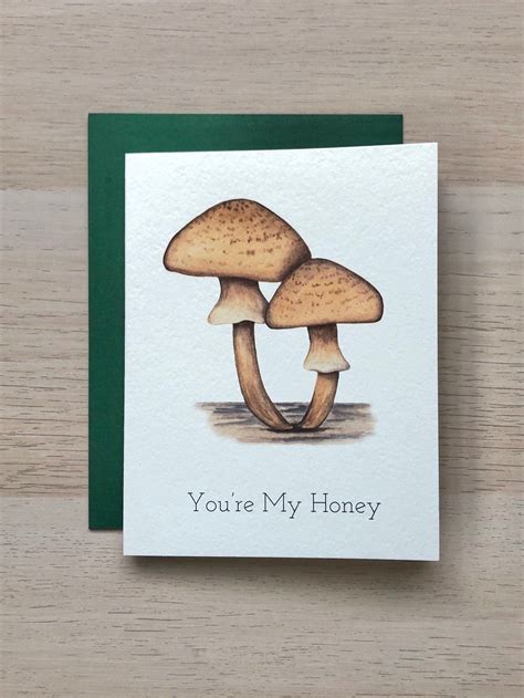 Mushroom Card Valentines Day Honey Mushroom Card Etsy In 2021