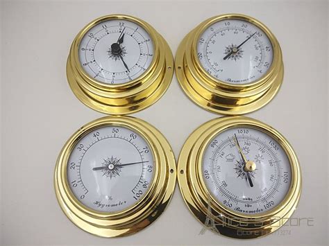 4 Pcsset 3 Brass Case Traditional Weather Station Barometer