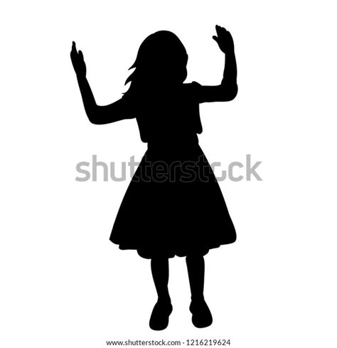 Vector Isolated Black Silhouette Little Girl Stock Vector Royalty Free