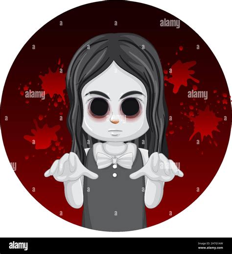 Ghost Girl With Black Eyes Illustration Stock Vector Image And Art Alamy