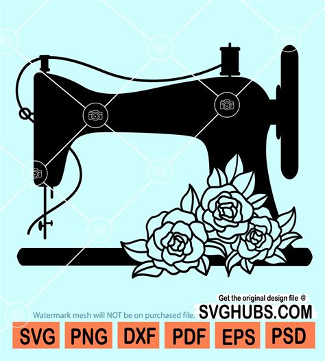 Floral Sewing Machine Svg Knitting Logo Svg Sewing Machine Floral Svg