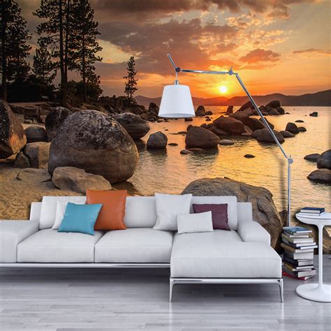 Custom Photo Wallpaper Murals 3d Sunset Beach Scenery Bvm Home