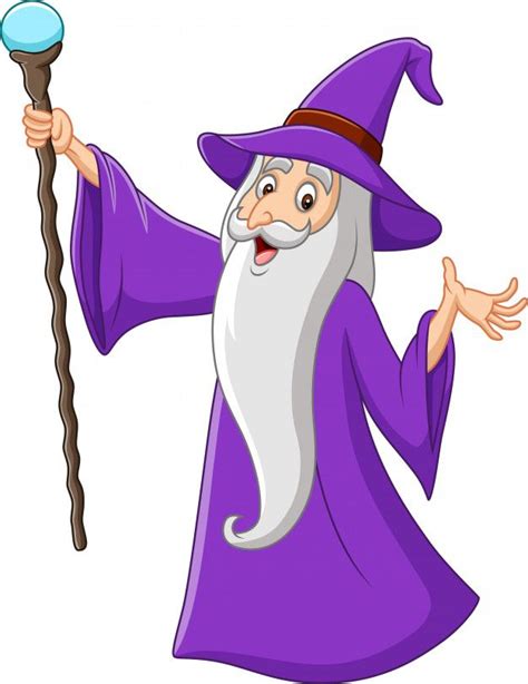 Premium Vector Cartoon Old Wizard Holding Magic Stick Wizard