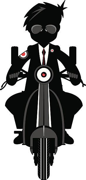 Royalty Free Cool Mod Boy In Parka On Scooter Clip Art Vector Images