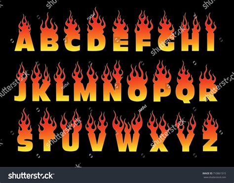 Vektor Stok Alphabet Fire Letter Fonts Flame Type Tanpa Royalti