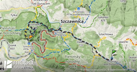 Trasa Schronisko pod Durbaszką Schronisko PTTK Trzy Korony mapa