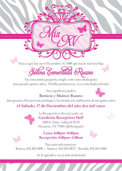 Sweet 15 Party Invitation Mis Quince Con Imágenes Frases Para