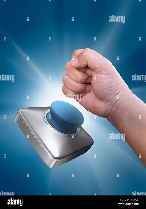 Man Pressing A Button Stock Photo Alamy