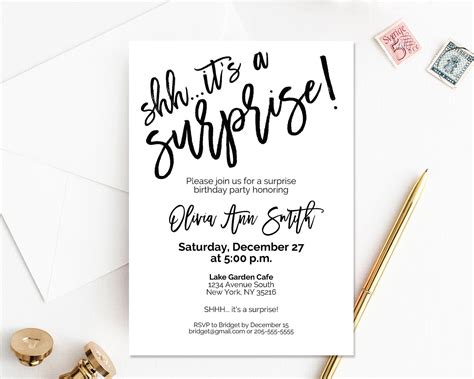 Free Printable Surprise Birthday Invitations For Adults Printable