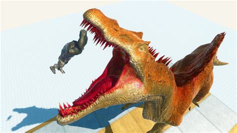 Slow Motion Giant Spinosaurus Eats Feeds Animal Revolt Battle