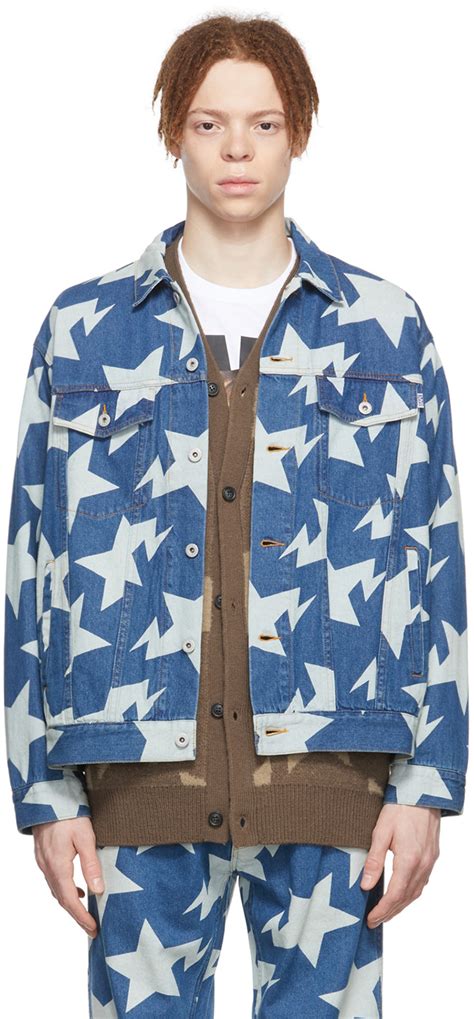Indigo Sta Pattern Denim Jacket By Bape On Sale