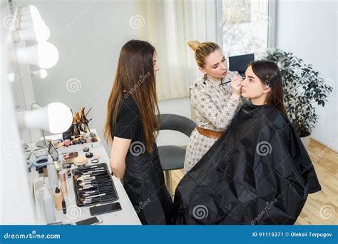 Makeup Teacher With Student Stock Image Image Of Occupation Artist