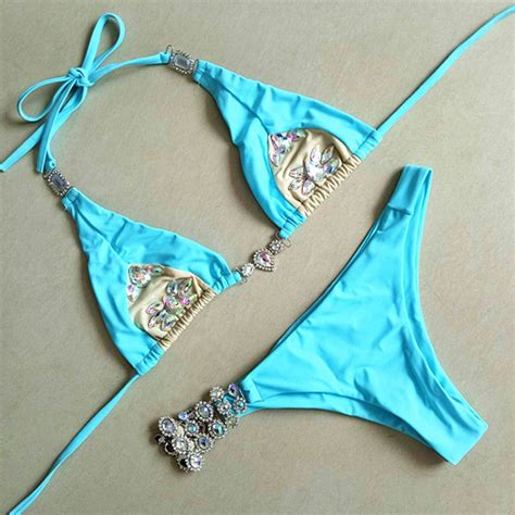 Best Crystal Diamond Solid Color Diamond Swimwear Europe And The United States Sexy Female