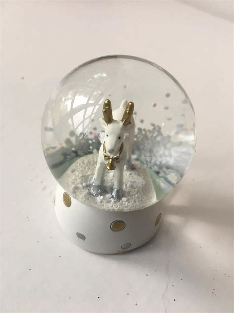 Gisela Graham Reindeer Mini Snow Globe Dome Christmas Decoration White