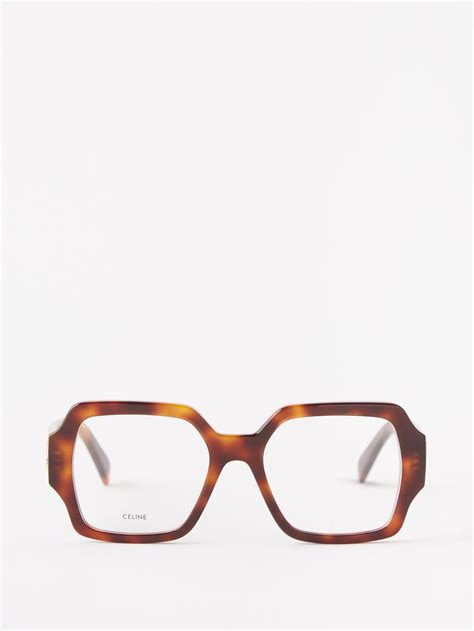 brown triomphe square tortoiseshell glasses celine eyewear matches uk