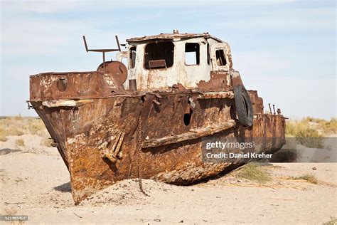 Stranded Ship At The Port Of Moynoq Or Muinak Aral Sea Karakalpakstan