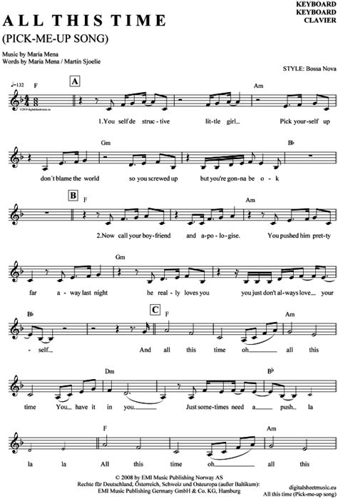 Sometimes need a push (fading) all this time all this time. All this time (Pick-Me-Up Song) (Keyboard) Maria Mena [PDF ...