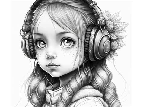 Music Anime Girl Coloring Page Printable Adult Coloring Etsy Canada