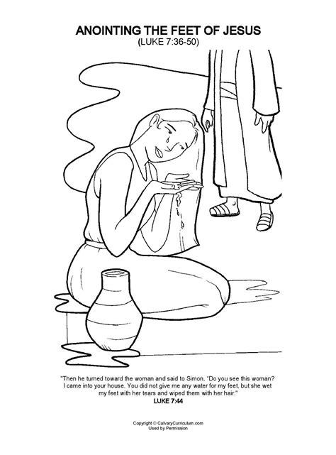 Mary Washing Jesus Feet Coloring Page Kaydenqovelez